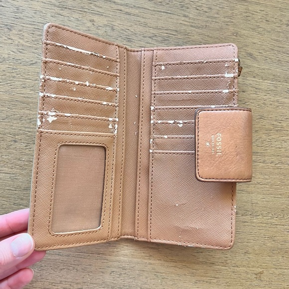 Fossil wallet, striped wallet with brown tan leather - Picture 2 of 3